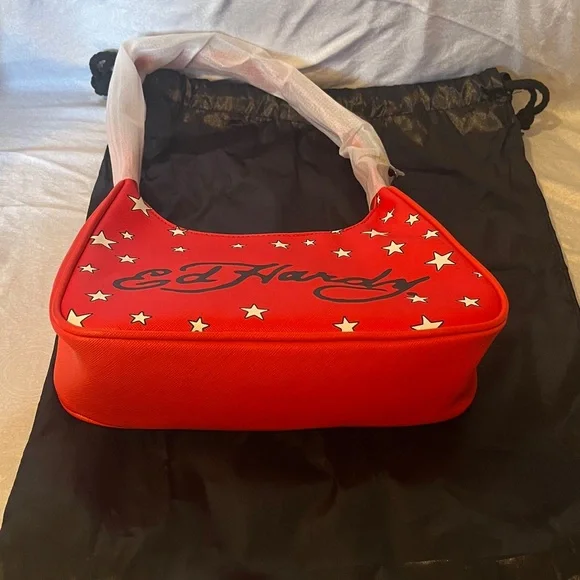 Ed Hardy Red and White Star Shoulder Bag - Picture 5 of 12